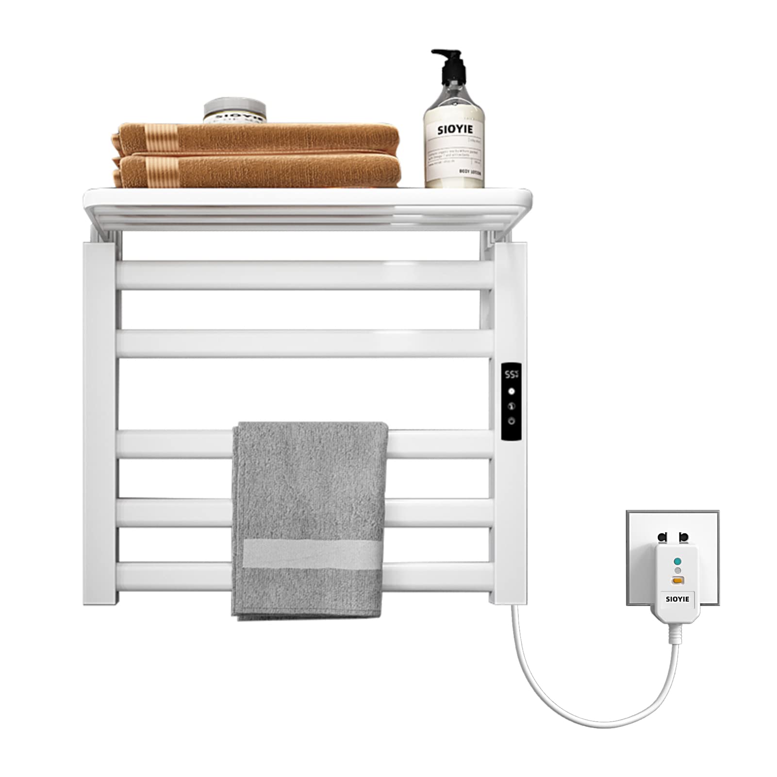 EMKE Elektrische Badkamerverwarming, Handdoekhouder, 500 X Mm Intelligente Constante Temperatuur Handdoekradiator Handdoekdroger Handdoekwarmer Met Plank Rechts Zwart 140 W 3459845337