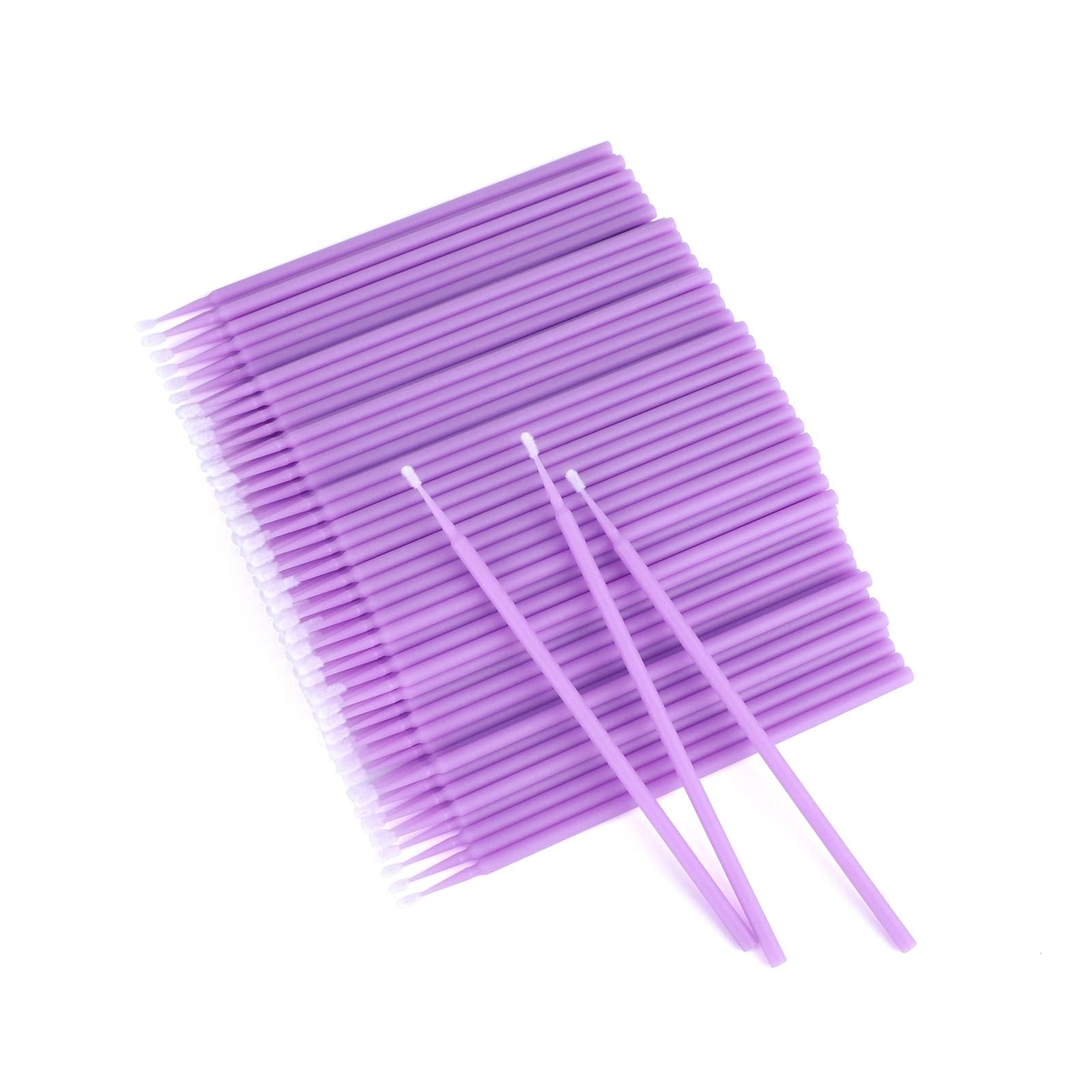 G2PLUS Micro Swabs, 100pcs Cotton Swabs for Makeup, Purple Microswabs for Eyelash Extensions, Disposable Applicators Brush for Nails, Eyeliner and Lash Tech Supplies