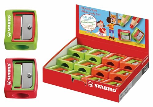 STABILO - Spitzer - woody 3 in 1 Spitzer - für extradicke Stifte - 12x - rot/grün