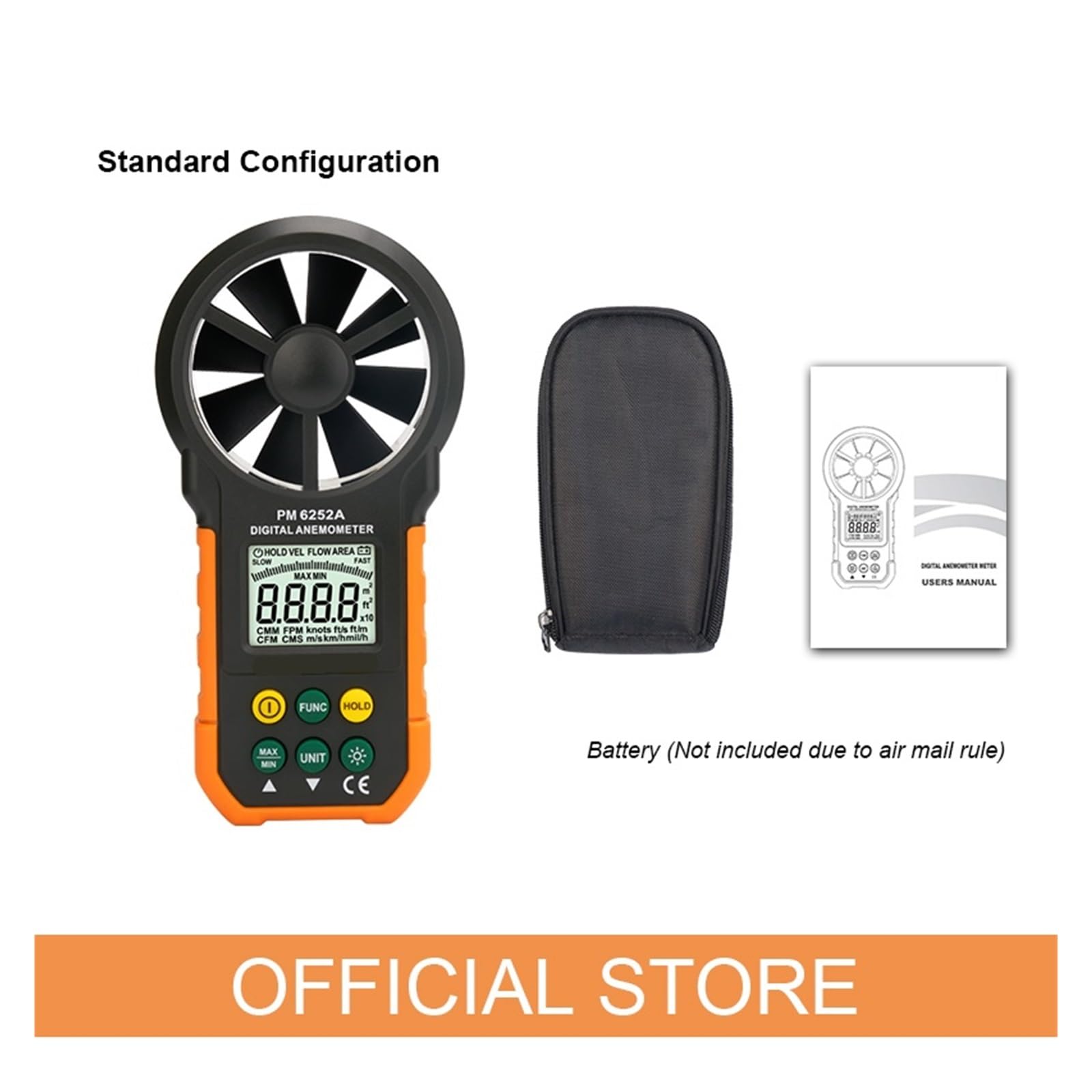 Anemómetro Digital MS6252A MS6252B, medidor de velocidad del viento, flujo aire, volumen, temperatura ambiente, humedad, USB(MS6252B)