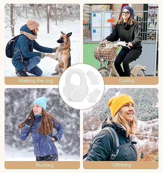 YSense Ear Muffs for Winter Women Foldable Fluffy Cute Earmuffs Cold Weather Ear Warmers Faux Fur Adjustable Headband thumbnail