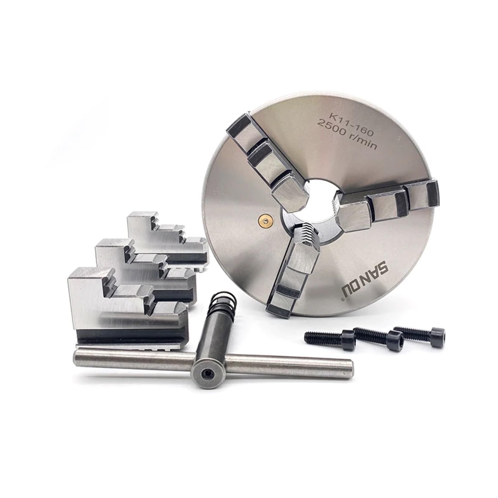 Uchwyt tokarski 160 mm Uchwyt tokarski do metalu Uchwyt samocentrujący 3-szczękowy K11-160 Uchwyt tokarski ręczny spiralny do małych tokarek stołowych