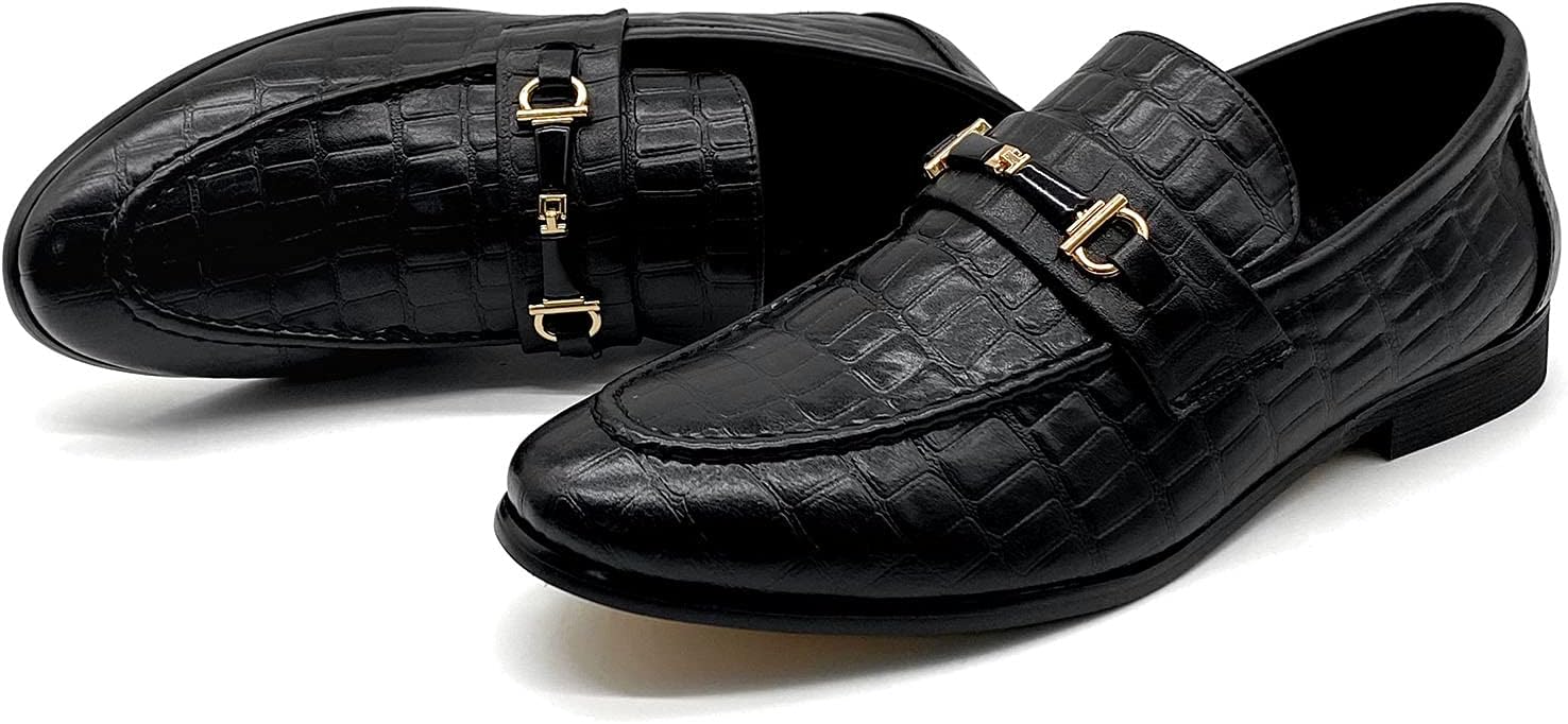 youxiaoyou Men’s Glitter Loafers Slippers Fancy Dress Shoes Metallic Pointed Toe Rivet Slip on Dress Shoes