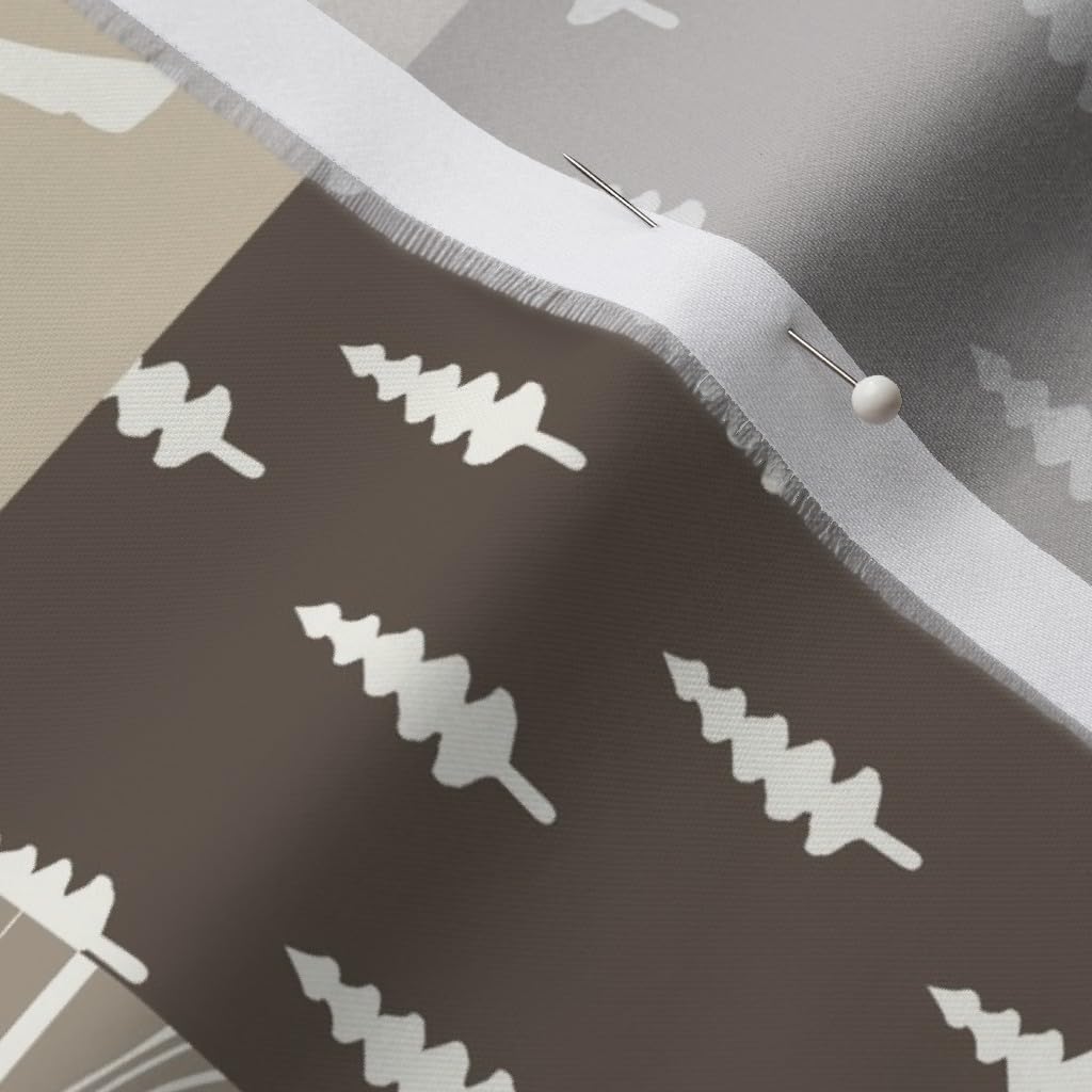 Spoonflower Fabric - Woodland Patchwork Warm Neutrals Tan Brown Moose Bear Printed on Organic Cotton Sateen Fabric by The Yard - Sewing Quilting Apparel Home Decor