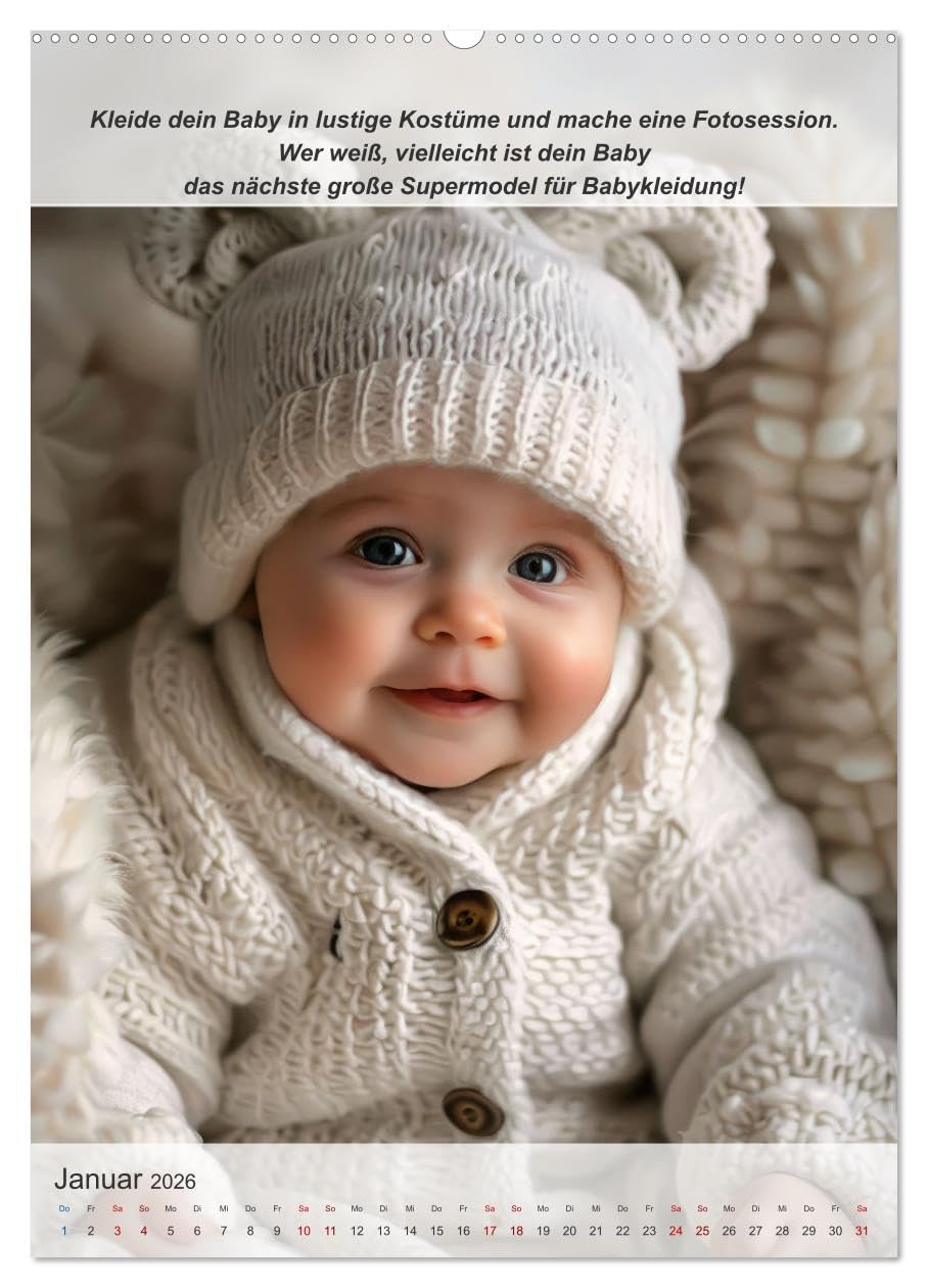 Keine Langeweile mehr für ihr Baby (hochwertiger Premium Wandkalender 2026 DIN A2 hoch), Kunstdruck in Hochglanz: Lustiger Jahresplaner zur Beschäftigung von Kleinkindern (CALVENDO Menschen)