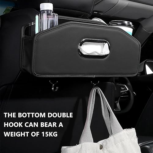 Miniatura 5 de Organizador de asiento trasero para reposacabezas de automóvil, caja de almacenamiento colgante para asiento trasero del vehículo con ganchos,