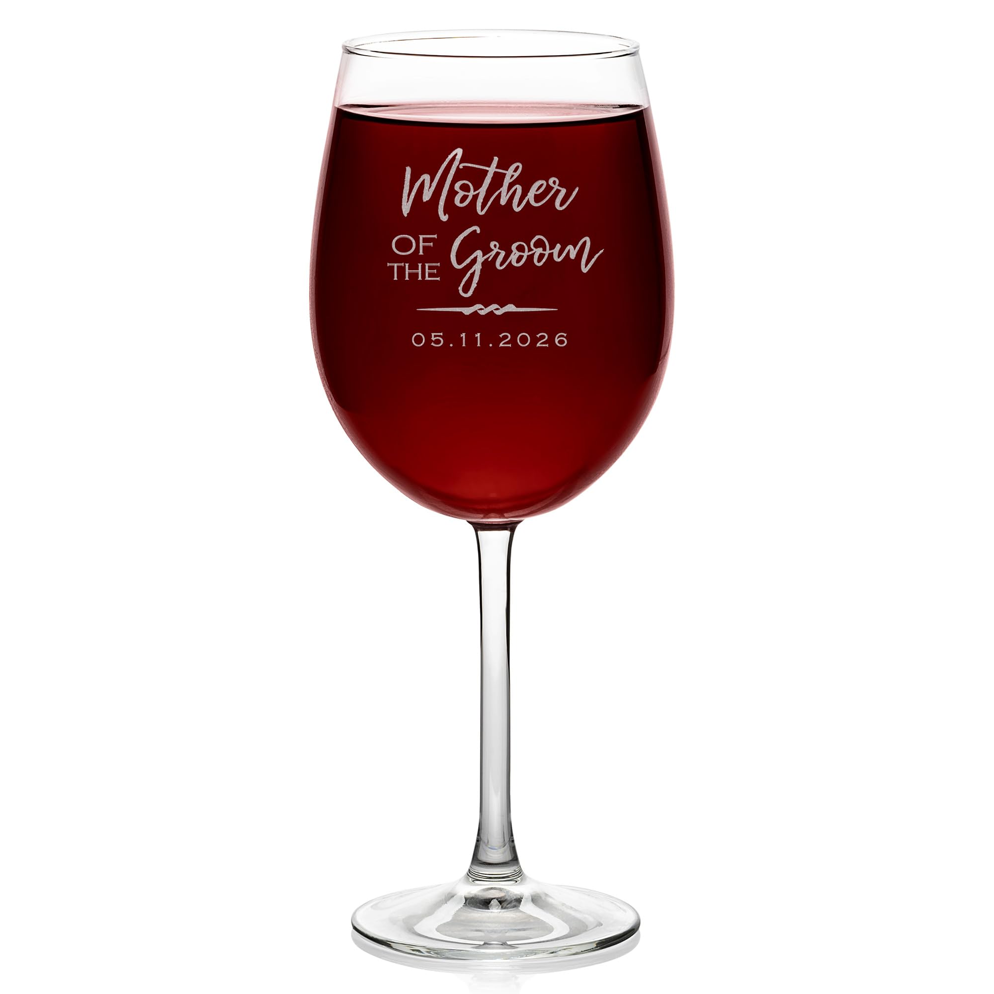 Lifetime Creations Personalized Mother of the Groom Wine Glass: 19 oz Engraved Stemmed Wine Glass, Custom Wedding Gift for Mother-in-law, Dishwasher