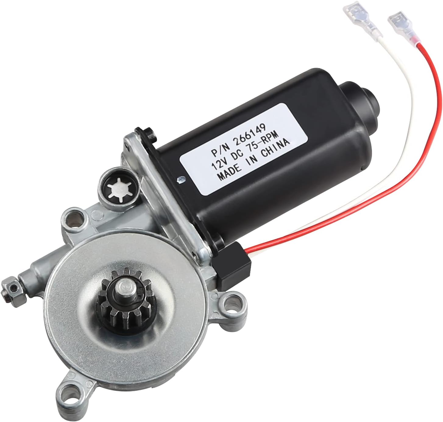 JDMON 266149 RV Power Awning Motor Replacement for Universal Motor Awnings with Dual Connector Power 12-Volt DC and 75-RPM for Camping