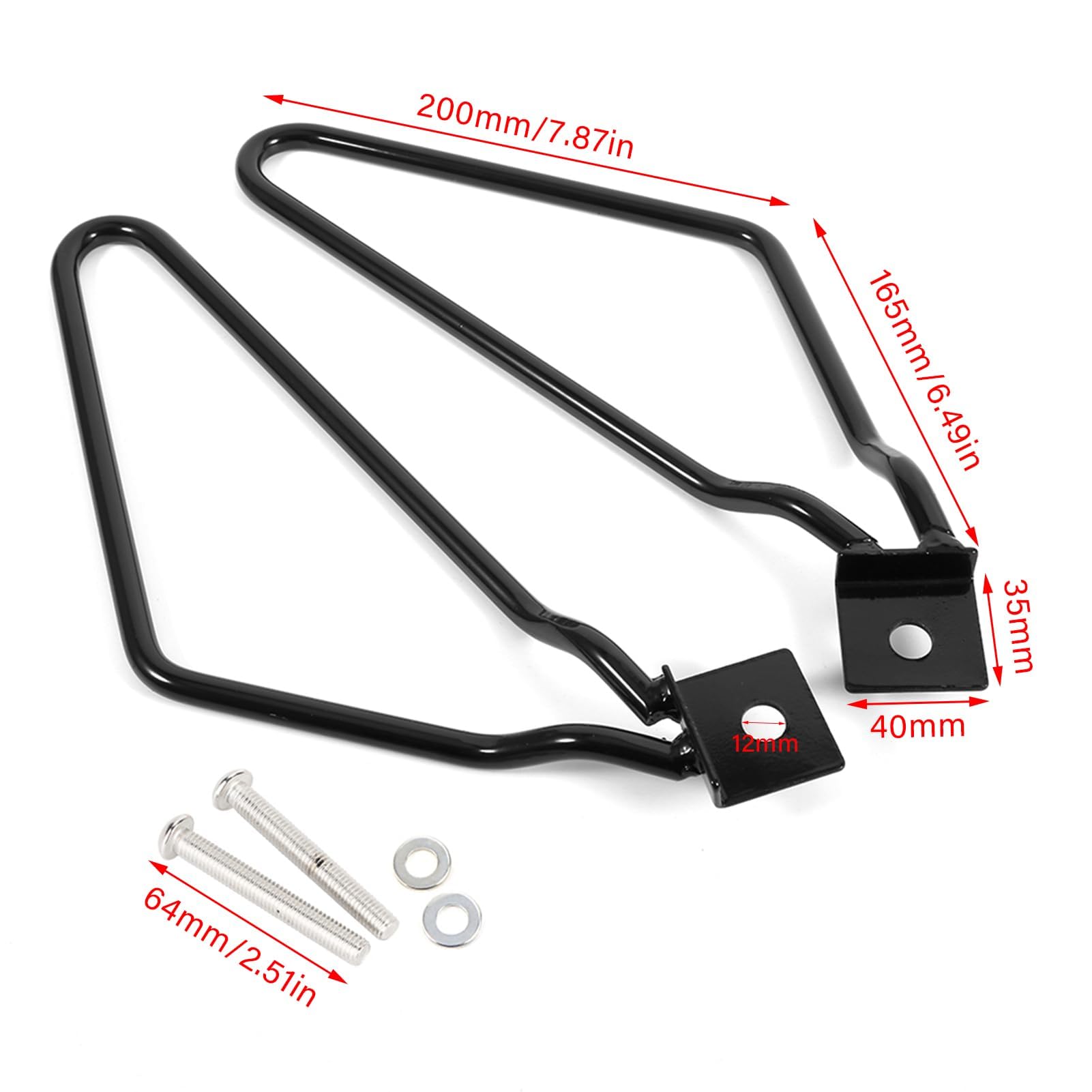 Cocoarm 2 x uchwyt na sakwy motocyklowe, czarny, żelazny, chromowany, pasuje do XL883/1200 HD1450/1584