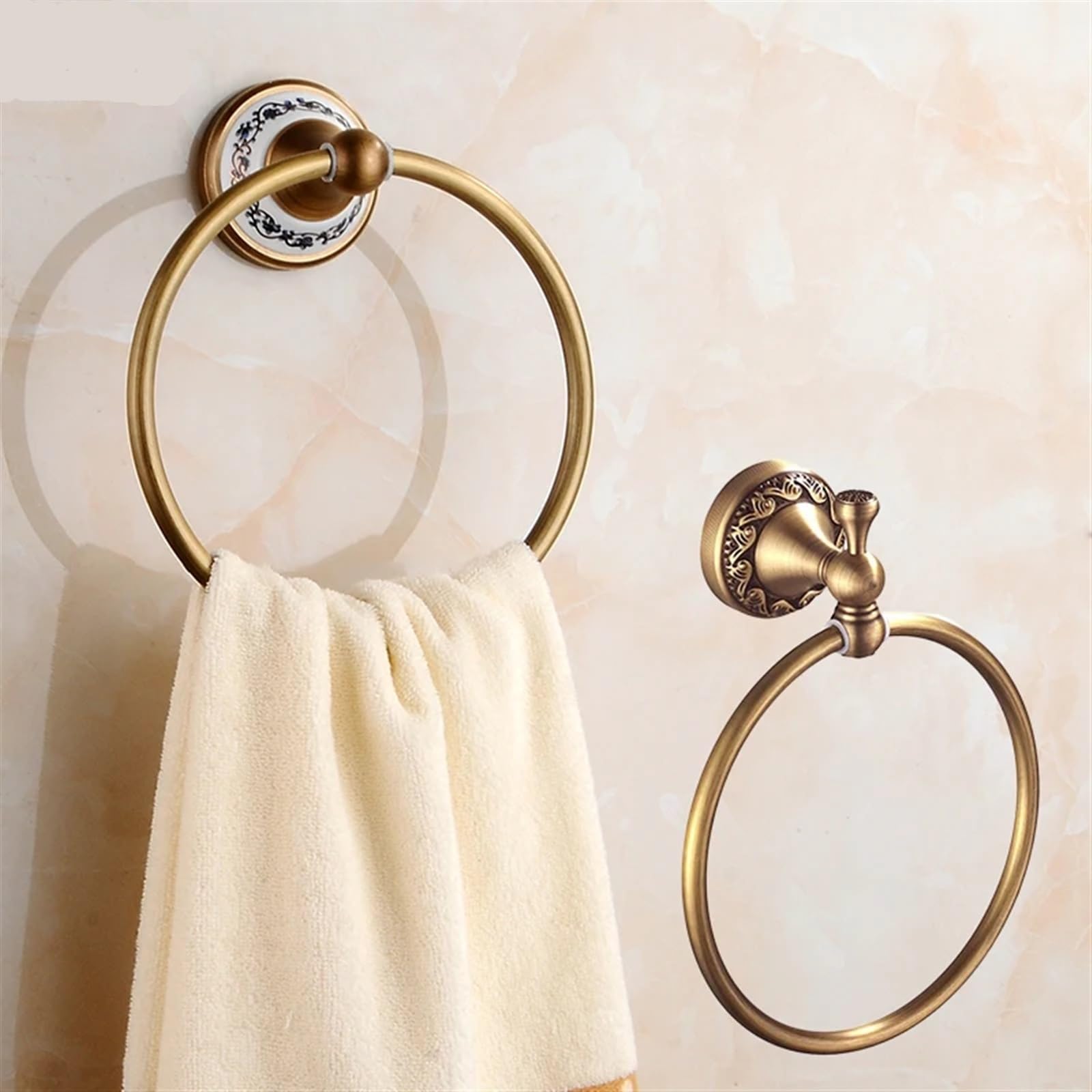 Toallero de Mano con Anilla, Toallero de aro Minimalista con Base Redonda, Accesorio for Colgar en la Pared.(Style1)