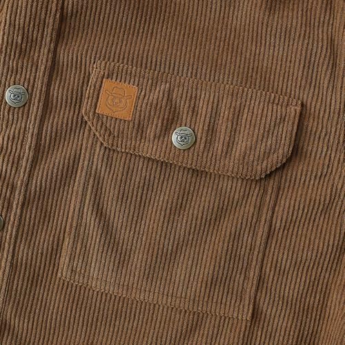 Dubinik® Corduroy Shirt Men Corduroy Jacket Men Long Sleeve Casual Work Vintage Regular Fit Mens Snap Button Shirt4