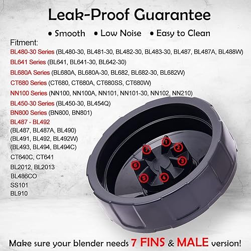 Miniatura 6 de Vasos de 24 onzas con hoja para llevar, 7 aletas, para licuadora Ninja IQ BN801 SS101 BL480-30 BL641 BL642-30