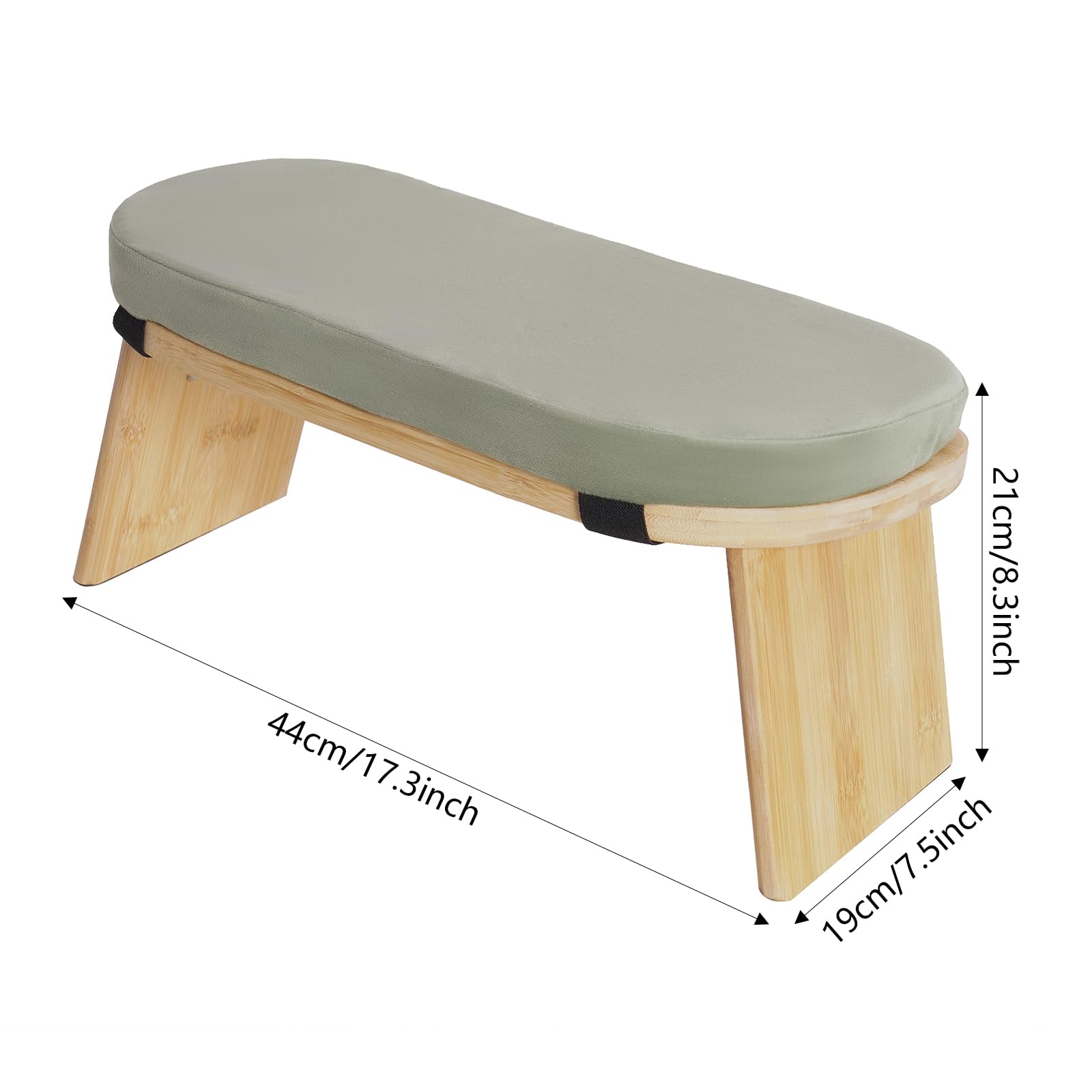 Banc de méditation pliable en bambou - Tabouret de méditation - Tabouret de prière avec coussin de méditation pour la méditation et la pratique du yoga - Accessoire de yoga - Vert