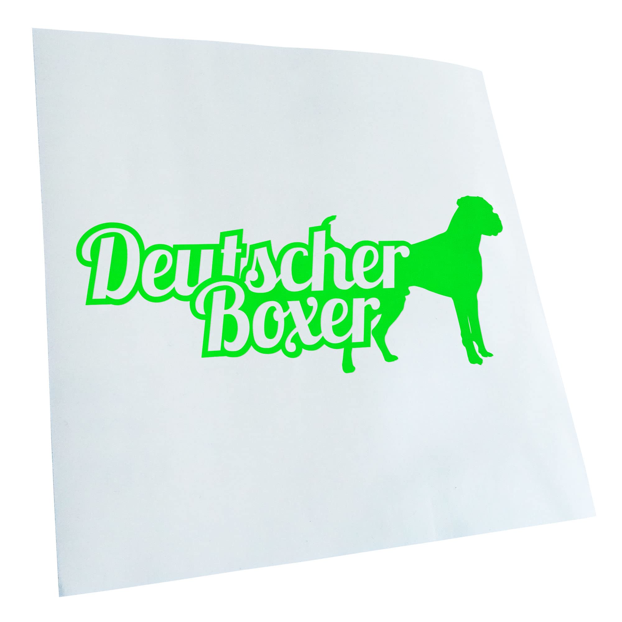Kiwistar - Car Sticker - Neon Green - 50 x 20 cm German Boxer with Name German - Rear Window Car Sticker Weatherproof for Car Truck Moped Truck - Sticker Exterior Self-Adhesive Tuning Accessories for