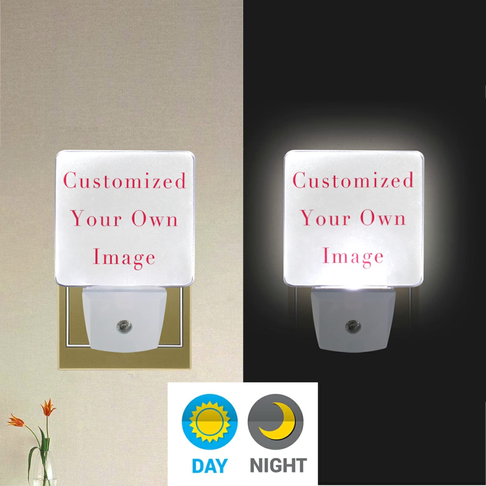 Vdsrup Custom Night Light Set of 2 Personalized Nightlights Plug in LED Nightlight Auto Dusk to Dawn Sensor — view 2