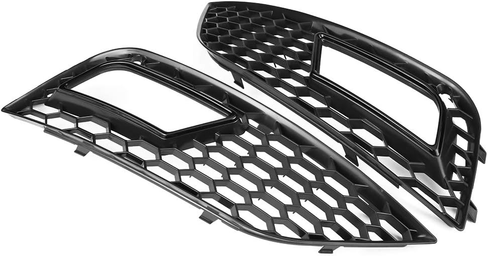 Terisass Glossy Black Car Front Bumper Fog Light Grilles 2 Pcs ABS for B8.5 2013 2014 2015 2016 B8.5 Facelift