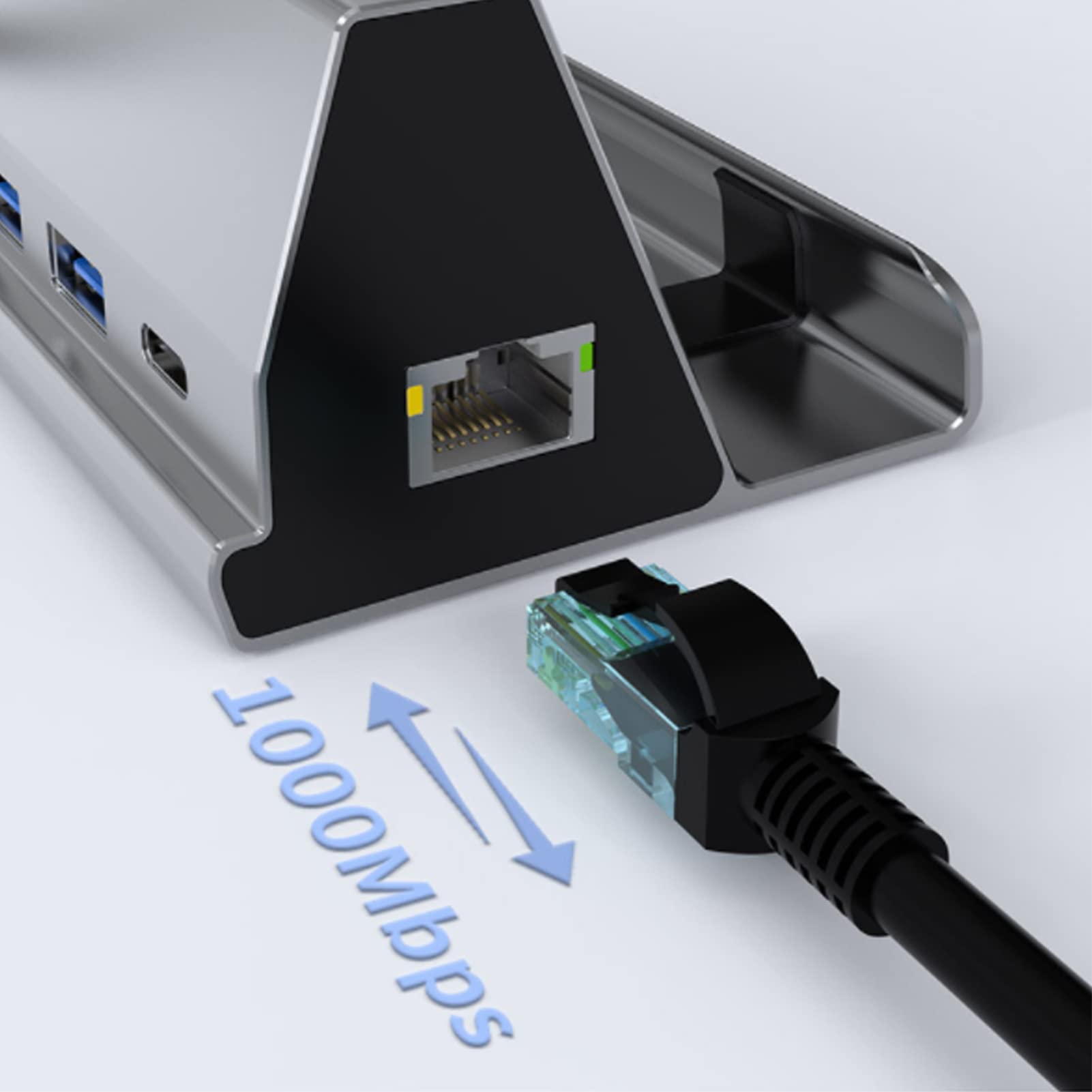 Sxhlseller Estación de Acoplamiento de Concentrador USB C 7 en 1, Adaptador USB C a HDMI, 2 USB 3.0, RJ45, USB 2.0, USB C, PD de 100 W, Adaptador Multipuerto USB C para DELL para HP para