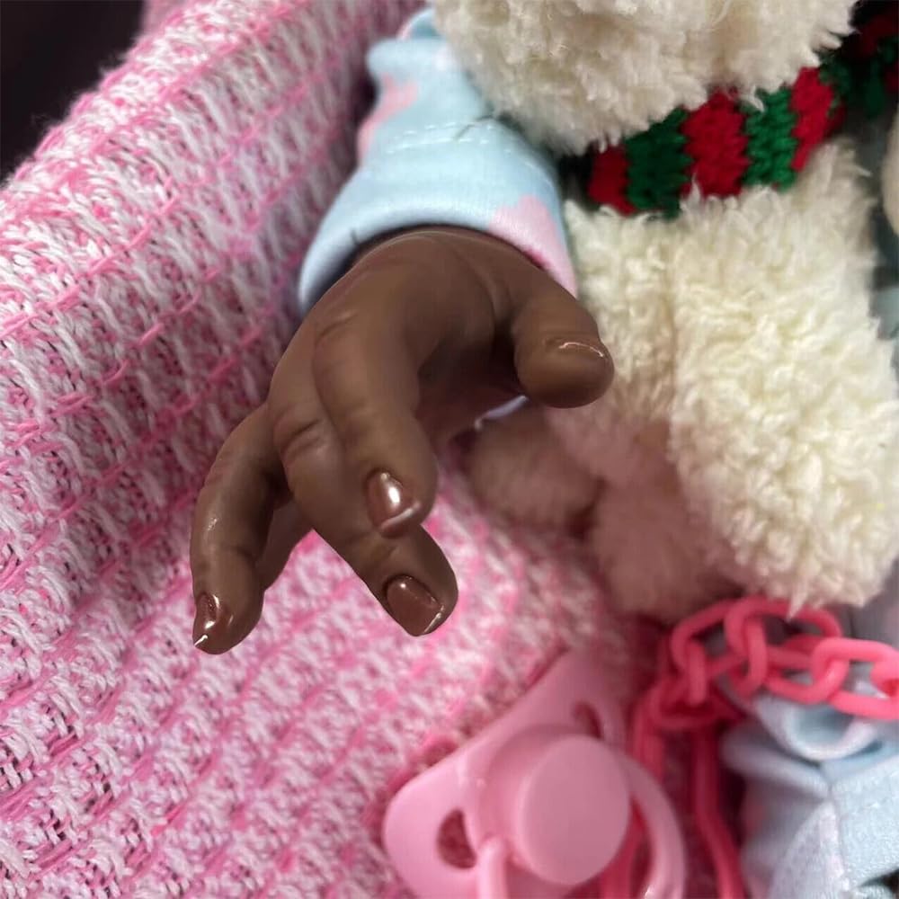 Reborn Baby Lebensecht 45cm Reborn Doll Black Realistisch Neugeborenes Baby Reborn Baby MäDchen Jungen & MäDchen Spielzeug Geschenk Reborn Puppen Lebensecht FüR Kinder Ab 3 Jahren
