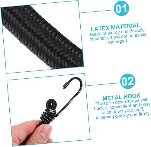 Miniatura 6 de Kisangel 10 piezas de gancho elástico cordón trinquete correa de amarre de camión cinturón elástico ganchos pequeños cordones elásticos con ganchos