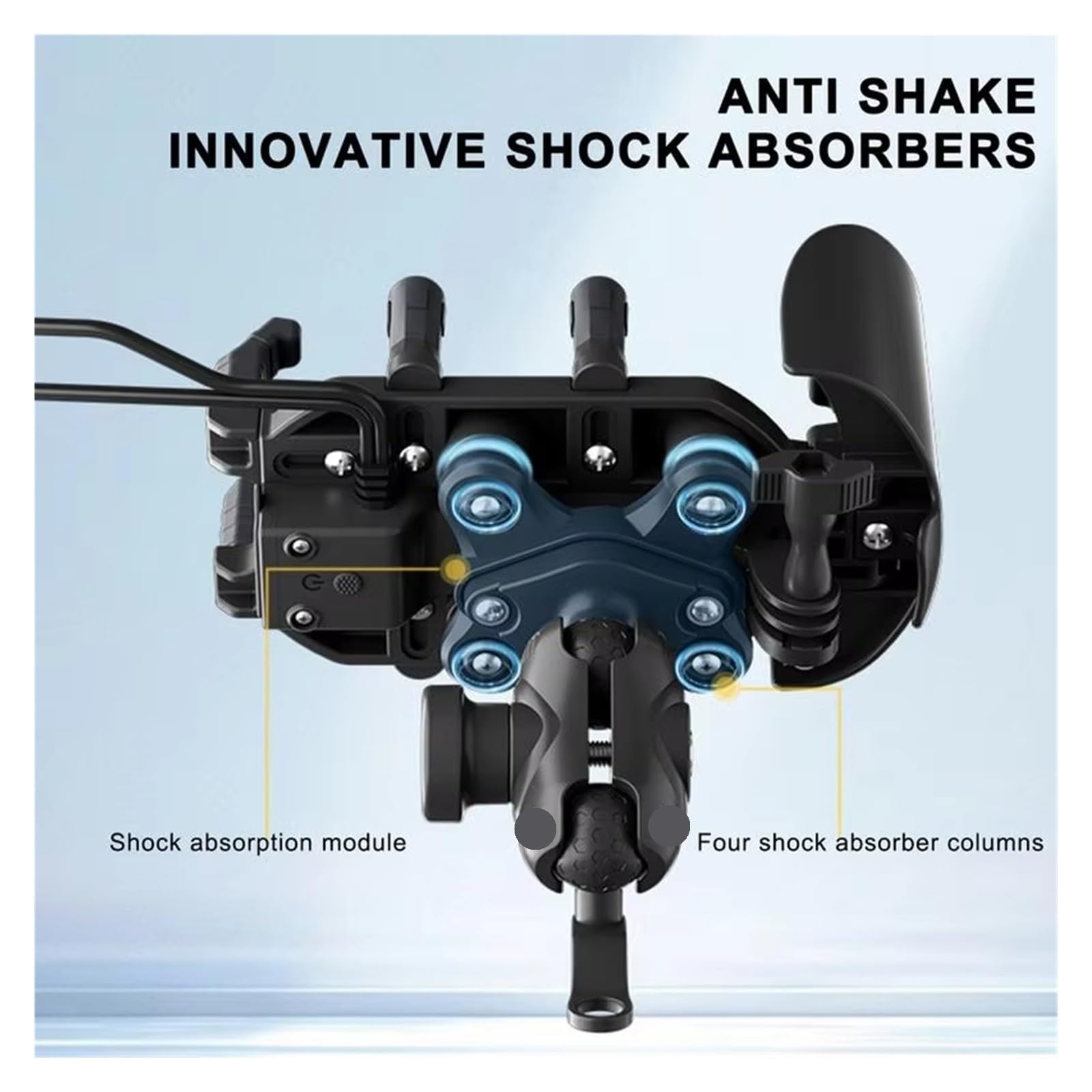 Soporte teléfono Bicicleta Soporte Teléfono para Motocicleta, Soporte Antivibración para Teléfono Móvil con Carga Inalámbrica, Soporte Giratorio 360 para Moto,