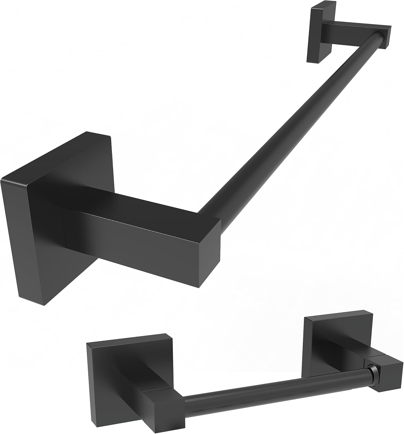 Ruacq Toilet Paper Holder Matte Black Double Post Pivoting Square Tissue Holders Roll Holder Hangers Toilet Paper Stand Stainless Steel and Zinc Alloy Modern Wall Mounted