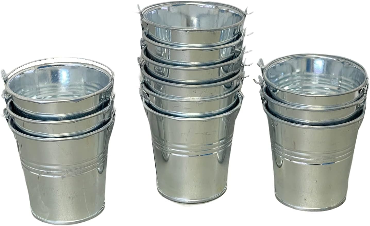 ALUNA 12pcs Galvanized Zinc Metal Bucket with Handle Tin Pot Garden Planter Herb Flower 7cm x 5cm x 7cm