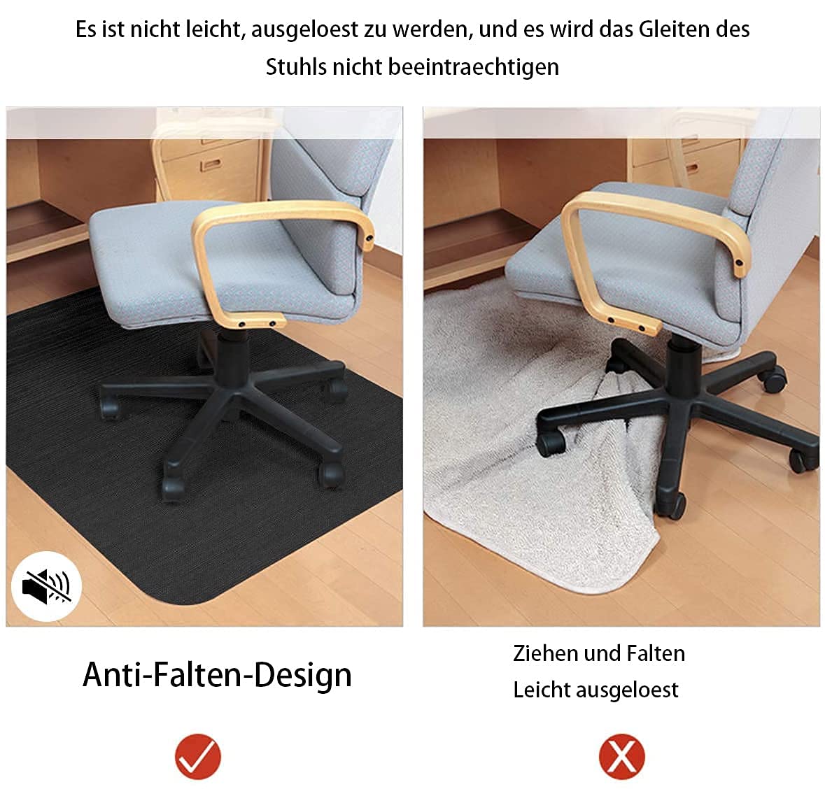 KAZOLEN Vloerbeschermingsmat, 90 x 120 cm, bureaustoelonderlegger, vloermat, stoelonderlegger, antislip, vloerbeschermingsmat voor harde vloeren, parket laminaat, tegels (donkergrijs, 120 x 90 cm