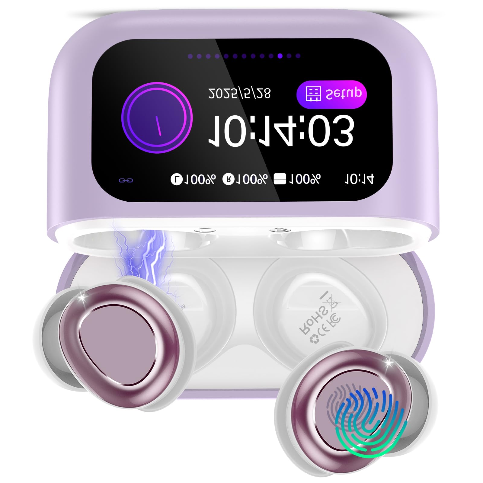 ZYHKON Bluetooth Kopfhörer, 48H Spielzeit Mini Kopfhörer mit HiFi Sound, Wireless Ohrhörer für Seitenschläfer Rosa