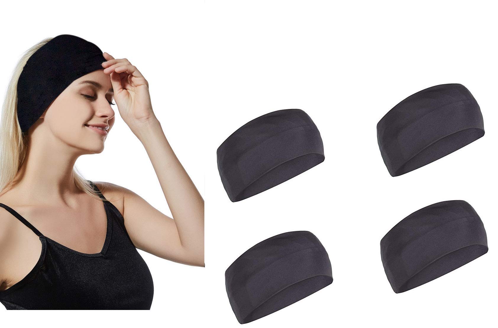 Yoga Headbands for Women and Men - Wide Non Slip Design Headband for Running Yoga Fitness Fashion and Other Workouts (Pack of 4) (B08DLX1BWZ) Amazon Price History, Amazon Price Tracker