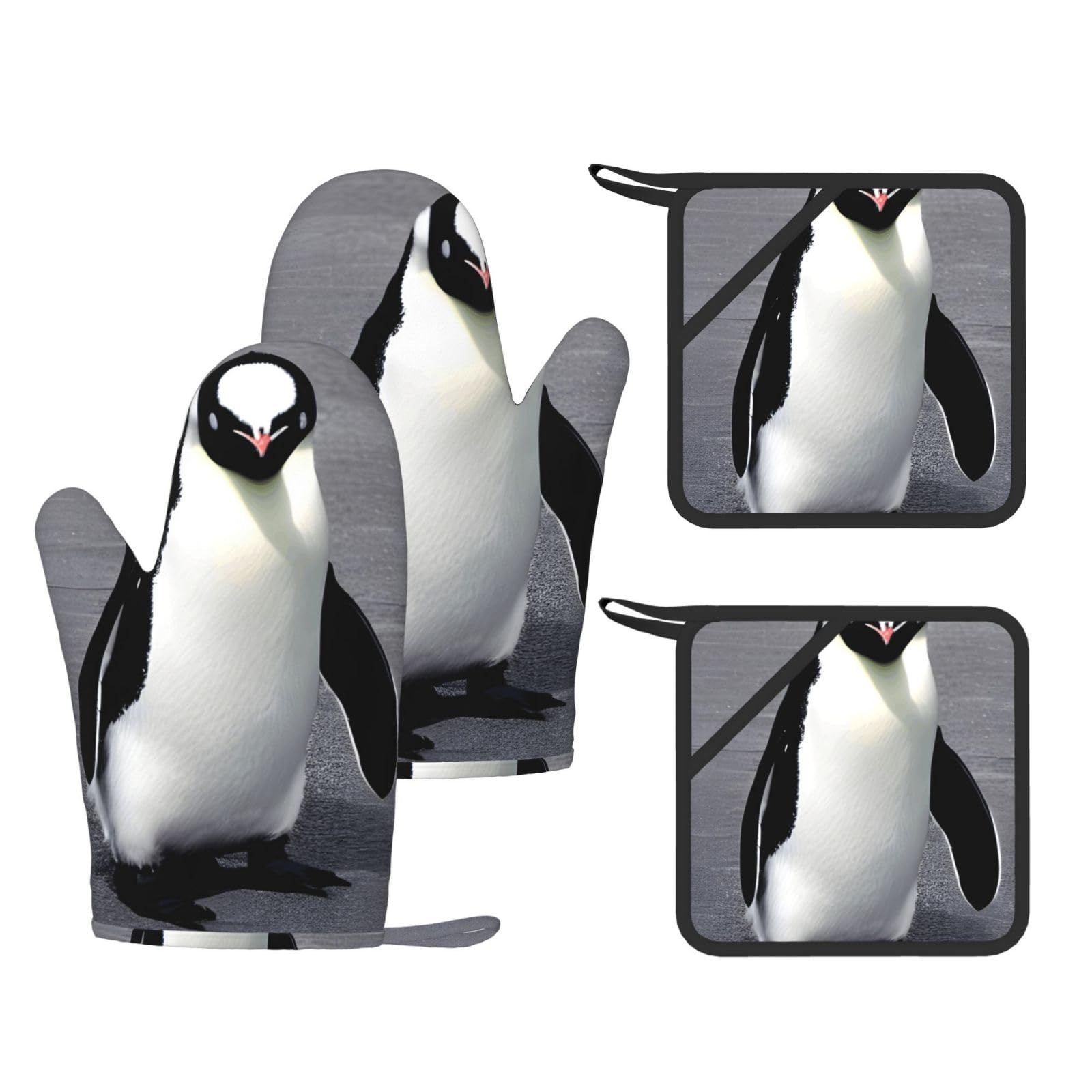 Gants de cuisine en silicone pingouin isolants pour éviter les brûlures de four