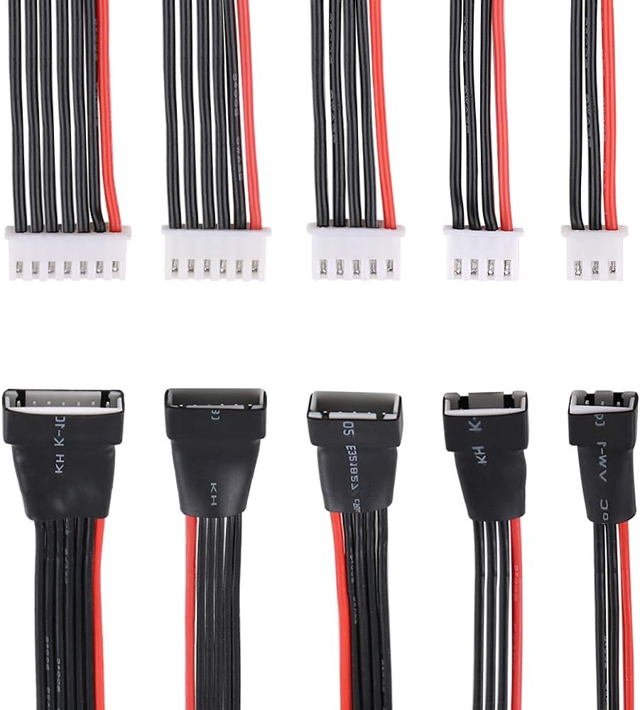 5PCS JST-XH 2S 3S 4S 5S 6S LiPo Battery Balance Charger Extension Cable, Balance Charging Extension Wire Cable Lead adapter for RC Drone, Quadcopter and Multirotors (22AWG)