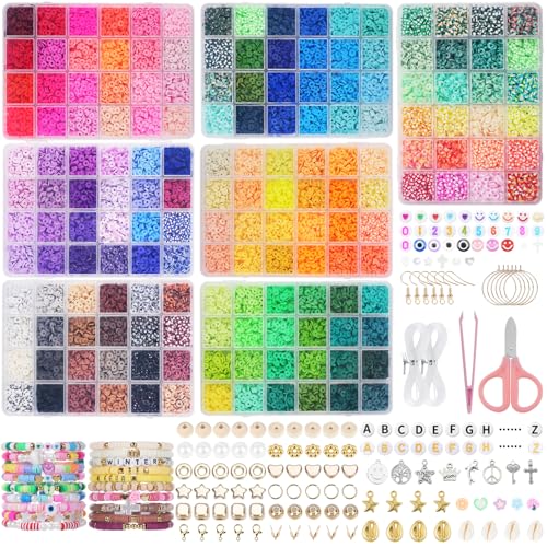 BestNow Clay Beads Bracelet Making Kit 168 Colors Flat Polymer Heishi Beads Set for Friendship...