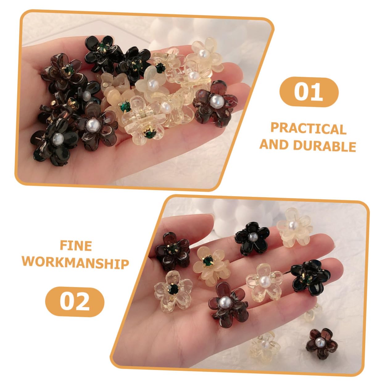 VICASKY Fermagli per Chioma a Forma di Fiore Piccoli Fermagli Artiglio 16 Pezzi in Plastica Accessori per Acconciature Eleganti per Bambine per Matrimonio e Altre Occasioni