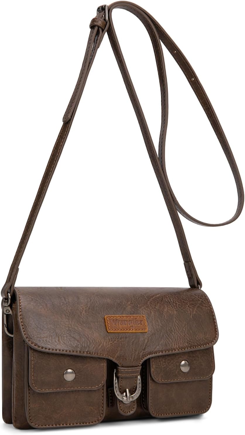 Wrangler Crossbody Wallet Purses Multi-function Card Holder Small Purse with Double Zipper - Image 5