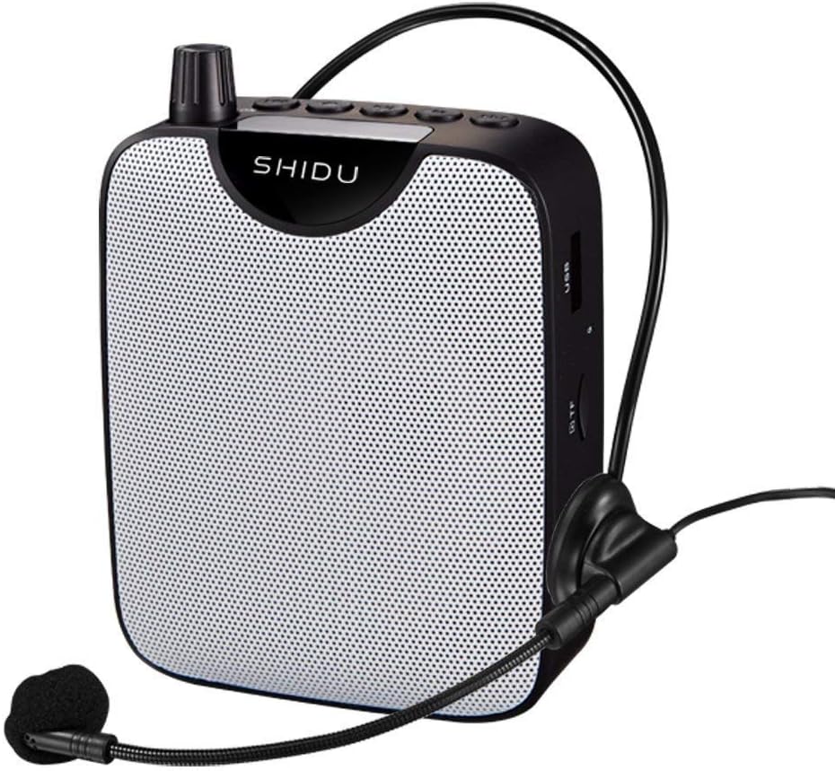 Portable Voice Amplifier, SHIDU MINI Personal Voice Amplifier 2200mAh 10W with Wired Microphone Headset Loud Speaker Rechargeable PA System for Outdoors,Teachers,Shower,Beach,Tour Guide,Yoga,Fitness