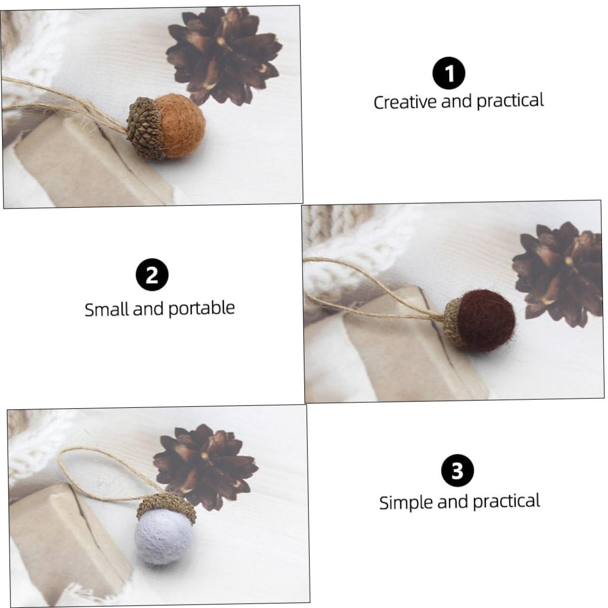 3 Set Di Decorazioni Natalizie in Feltro Di Lana Pigne Pendenti Decorazioni Festive 12 Pezzi * 3 Casuali