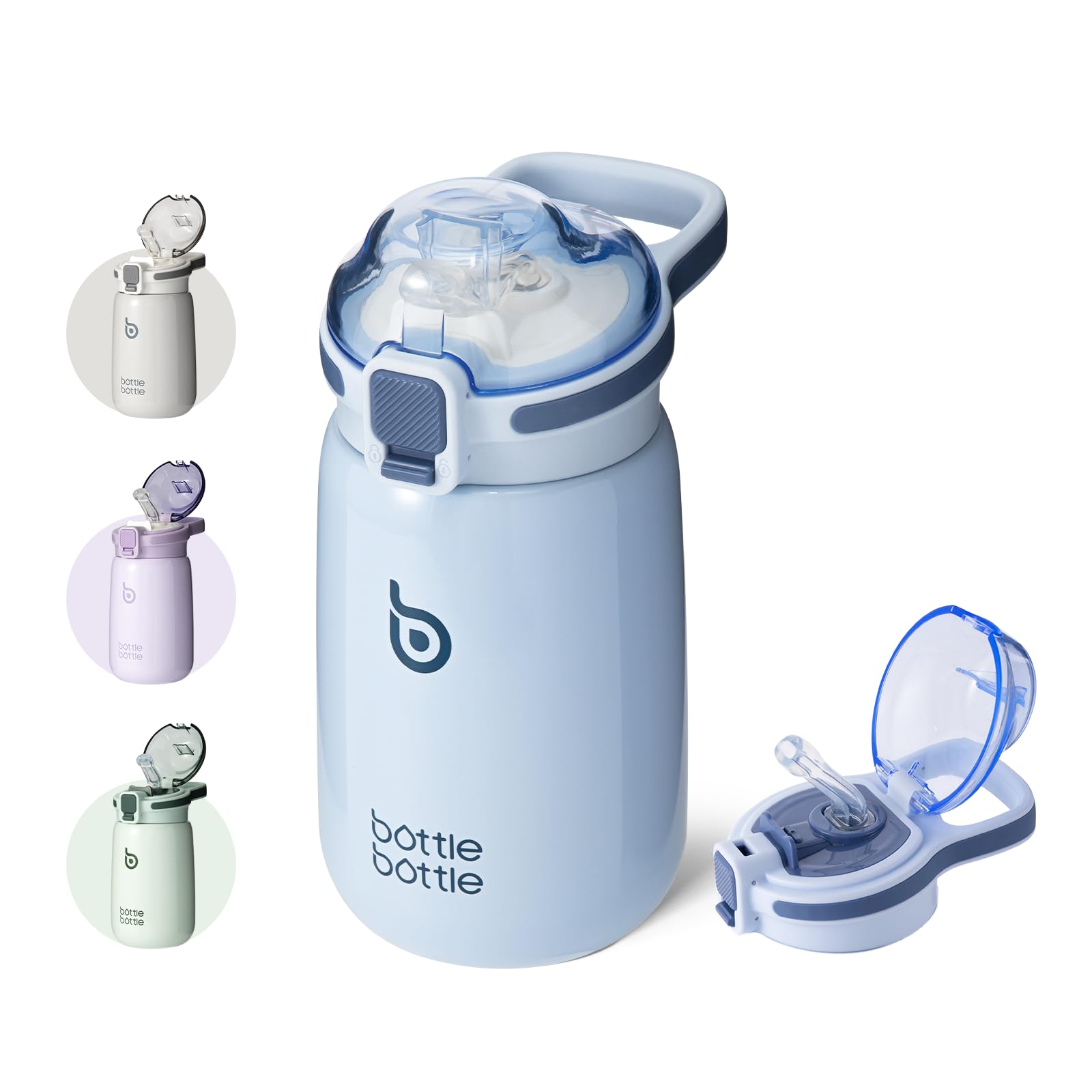 Bottle Bottle Kids Water Bottles with Straw 350ml(12oz) Stainless Steel Toddler Cup Small Insulated Baby Cute Water Bottle for School (Blue)