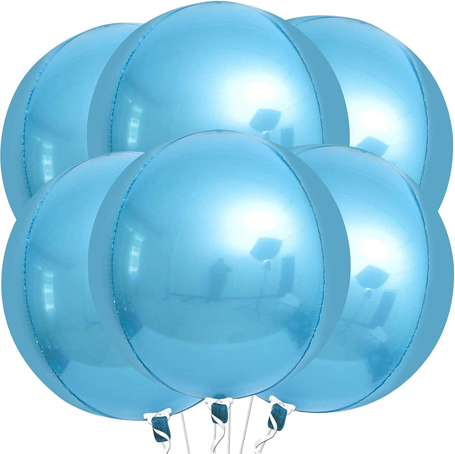 – KatchOn Light Blue Foil Balloons - 22 Inch, Pack of 6 | Light Blue Metallic Balloons | Light Blue Balloons for Pool Party Decorations