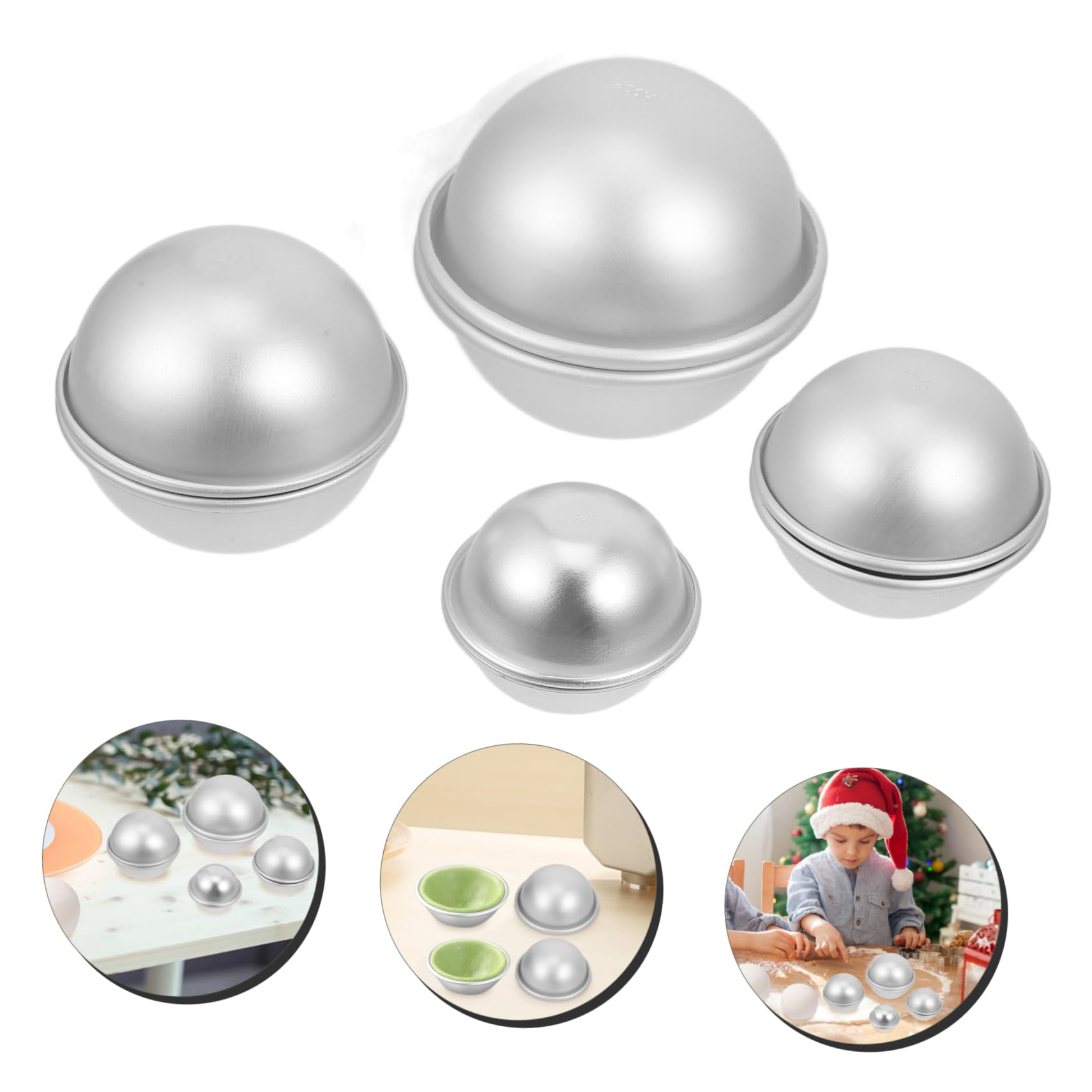 Housoutil 16 Paires Moule à Gâteau Aluminium Moule Forme de Boule pour Artisanat et Gâteaux pour et Boules de Bain