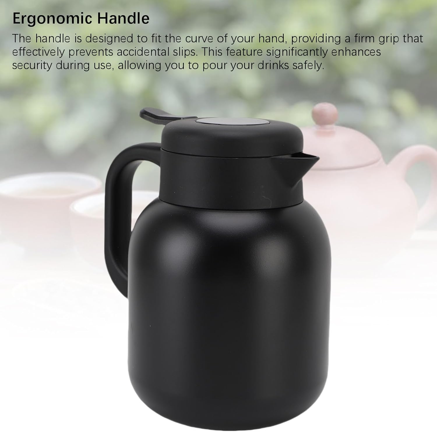 Infuser Tea Insulated Vacuum Insulated Teapot with Infuser - 1500ml Digital Temperature Display - Stainless Steel Hot & Cold Retention Pot for Coffee, Milk, and Beverages - (Black)