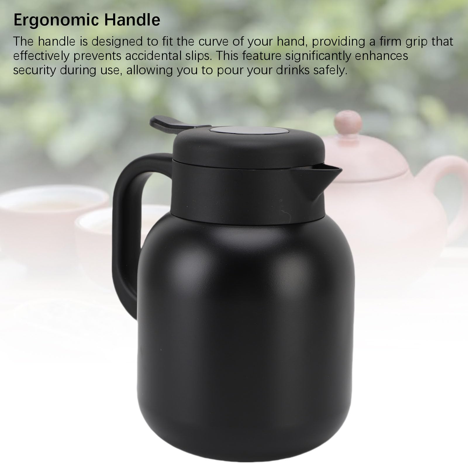 Teiera Isolata Sotto Vuoto con Display Digitale, Infusore a Maglia Fine, Mantenimento della Temperatura per Bevande, Acciaio Inossidabile da 1500 Ml (BLACK)