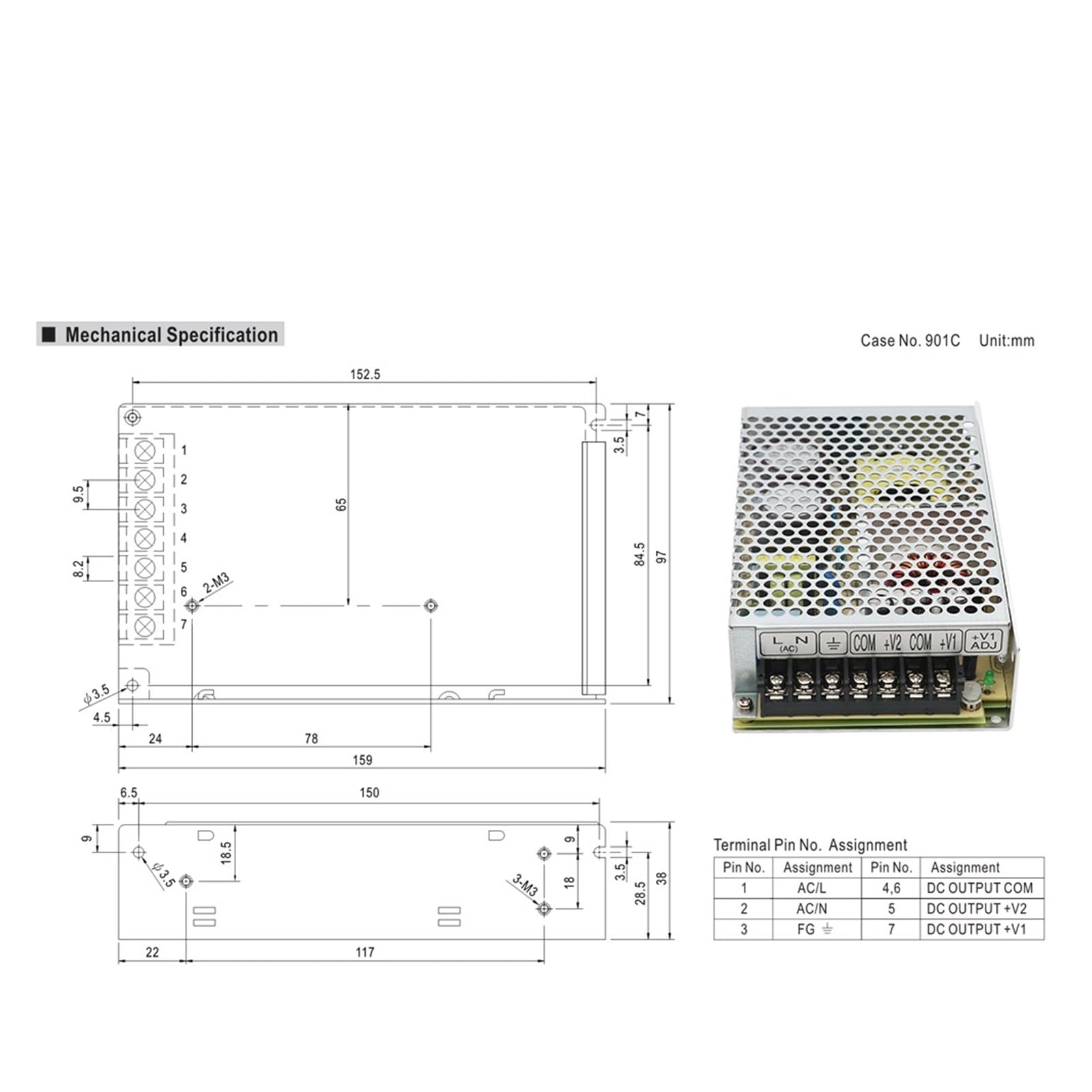 Schaltnetzteil RD-85 Schaltnetzteil mit Zwei Ausgängen AC/DC 85W 5V 12V 24V(5V-24V)