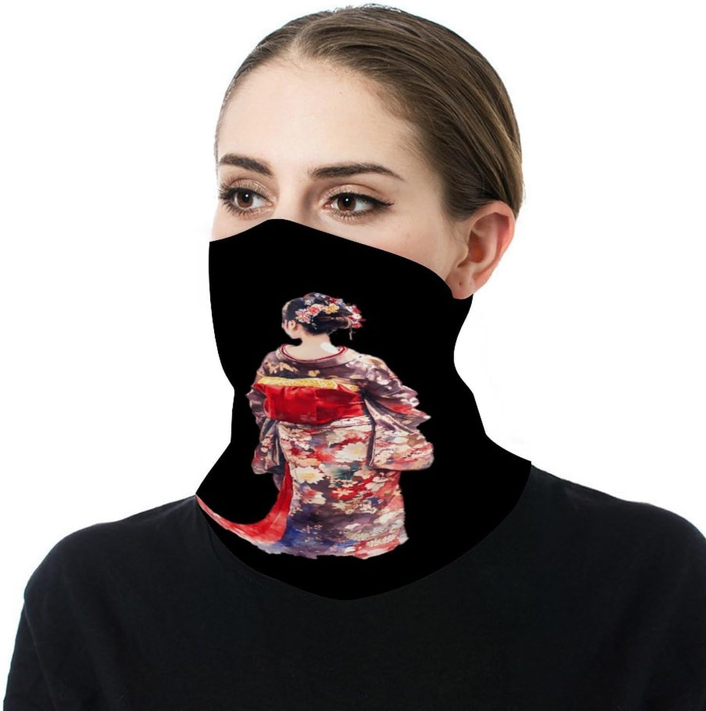 Japanese Geisha Women Neck Gaiter Windproof Face Mask Bandanas for Men Women Cold Weather Scarf