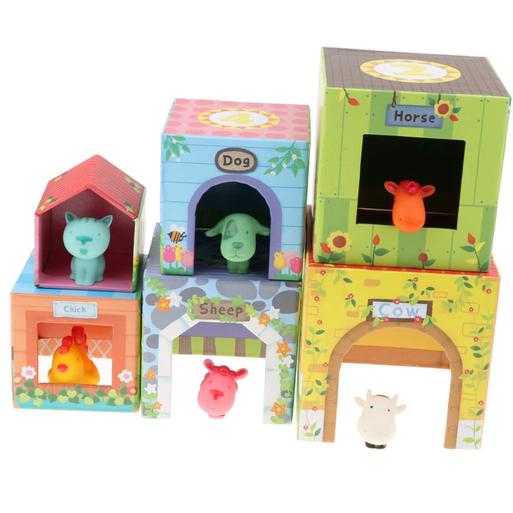 Lote de 12 bloques de madera de colores para niños, apilables