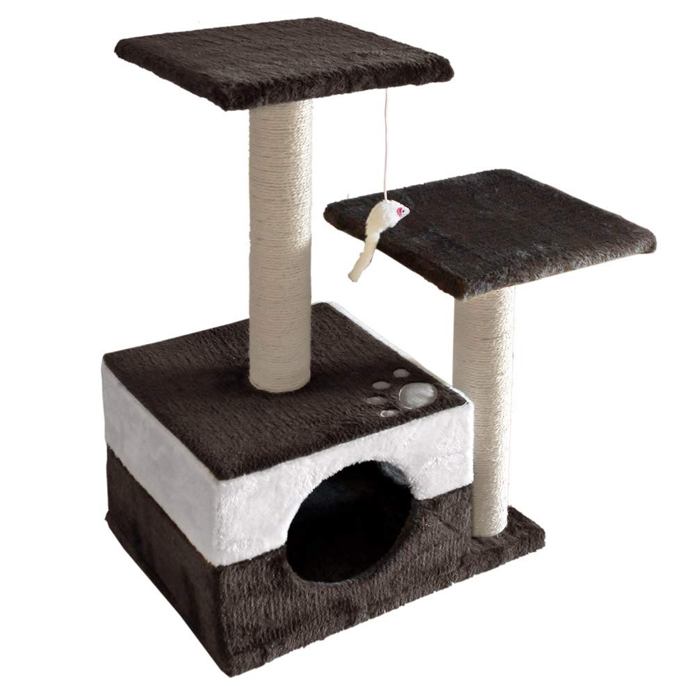 MOCHA Cat Scratching Tree Gym Post (Dark Brown and White)