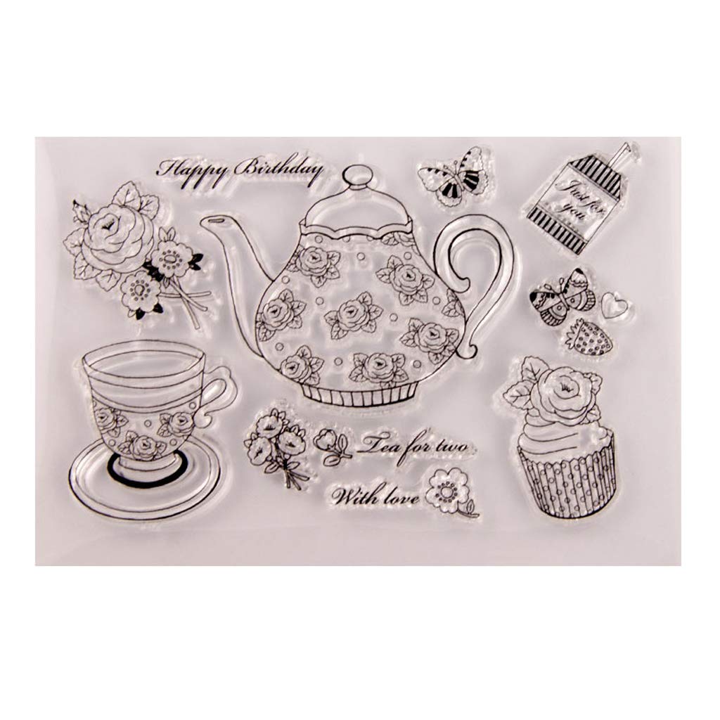 Clear Seal Stamp Teapot Flower - Perfect for Invitations, Envelopes, Snail Mails, Gift Wrapping, DIY Projects