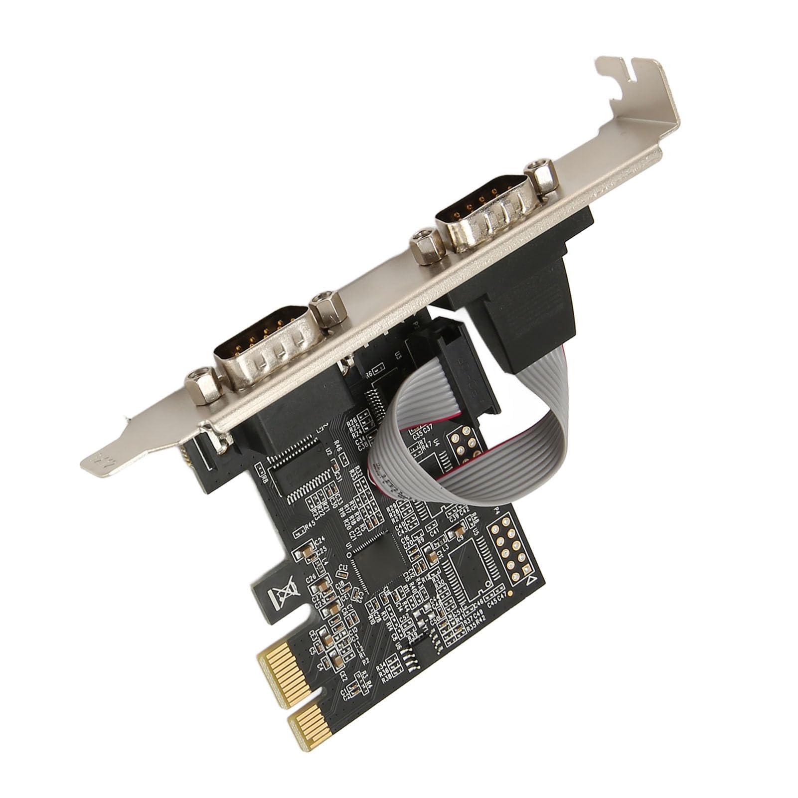 2 Port PCI Express RS232 DB9 Serial Port Card, PCIe Serial Adapter Card with FIFO Transfers for Window for, Comprehensive OS Support, Diverse Application Support