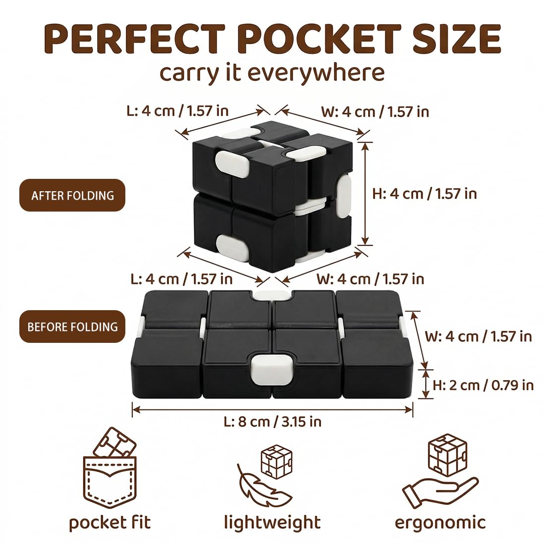Infinity Cube Fidget Toy – niekończąca się kostka do redukcji stresu i koncentracji – Magic Flip kostka do relaksu i spędzania wolnego czasu