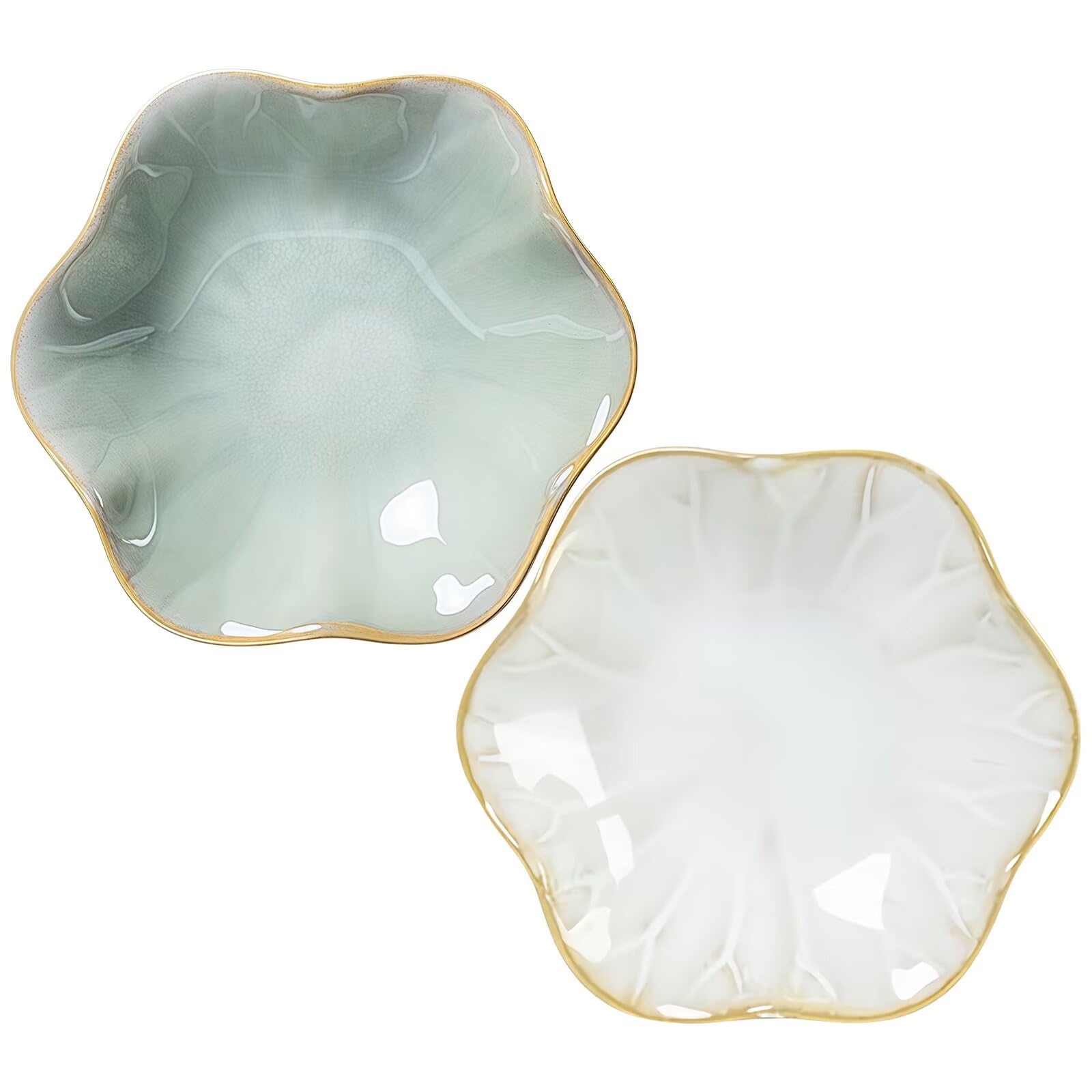 Photo 1 of Koyzsen 2Pcs Ceramic Jewelry Dish - Lotus Leaf Shape, for Ring Holder Necklace Small Key, Suitable for Mother Friend Sister, Gifts for Women, Cute Plate Trinket Tray, Home Decor (Green & White)