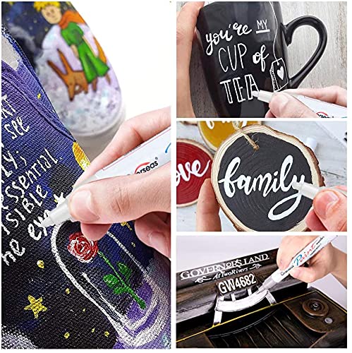 Paint Marker Pens - 5 Pack Permanent Oil Based Paint Markers, Medium Tip, Quick Dry And Waterproof Assorted Color Marker For Rock, Wood, Fabric, Plastic, Canvas, Glass, Mugs, Canvas, Glass #TOP3